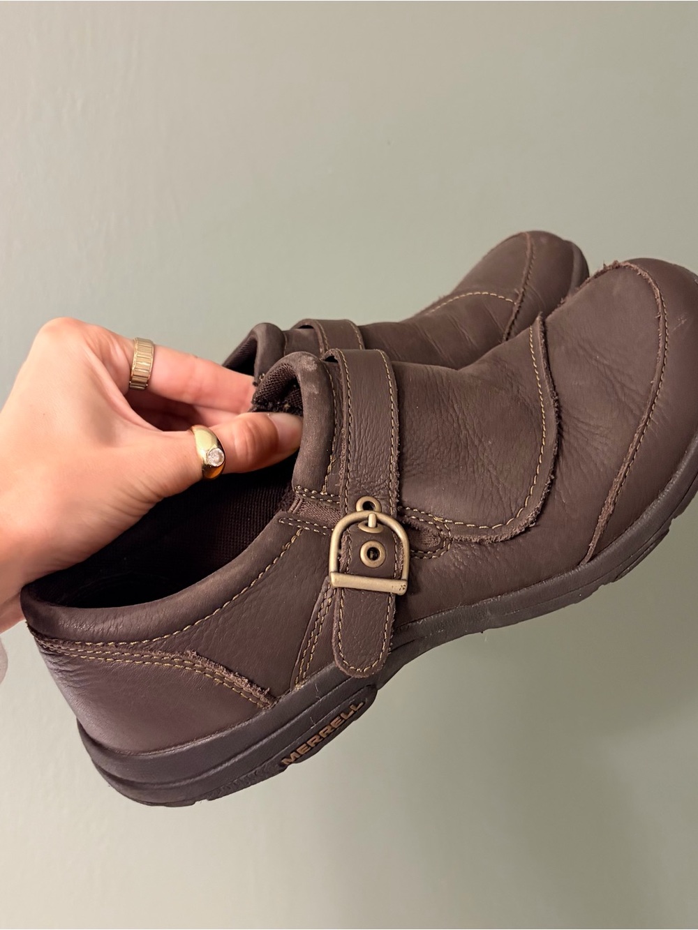 Merrell women’s Brown Leather Casual Slip-On shoe